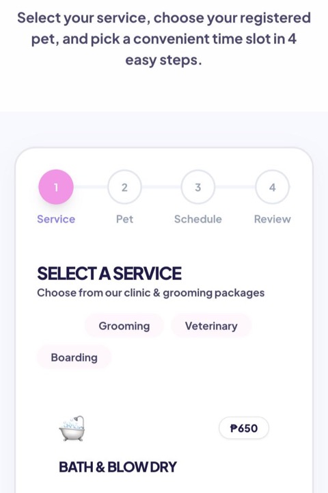 FluffyCare on a phone, screen 2